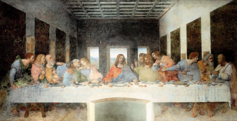 religion, 5K, santa maria delle grazie, young adult, spirituality, milan, group of people, vinci, mural, women, indoors, architecture, males, men, lultima cena
