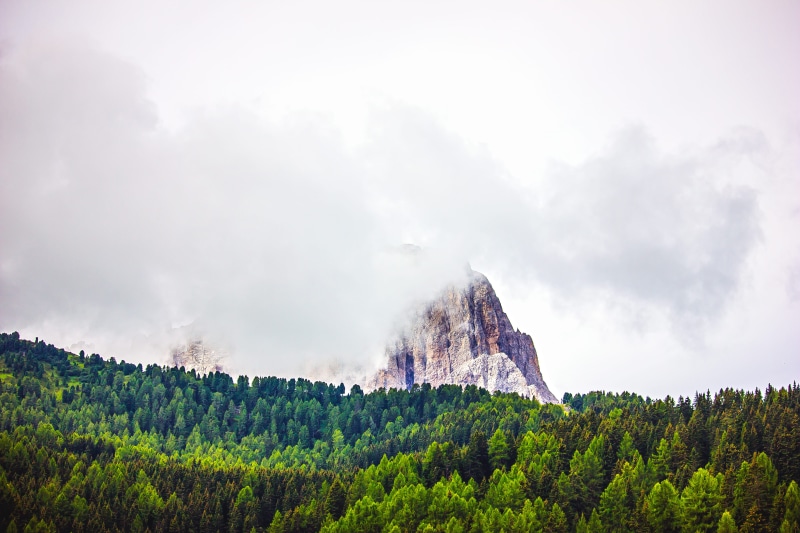 mountains, dolomiti, tranquil scene, landscape, non-urban scene, coniferous tree, growth, environment, cloud - sky, dolomites, green color, no people, woodland
