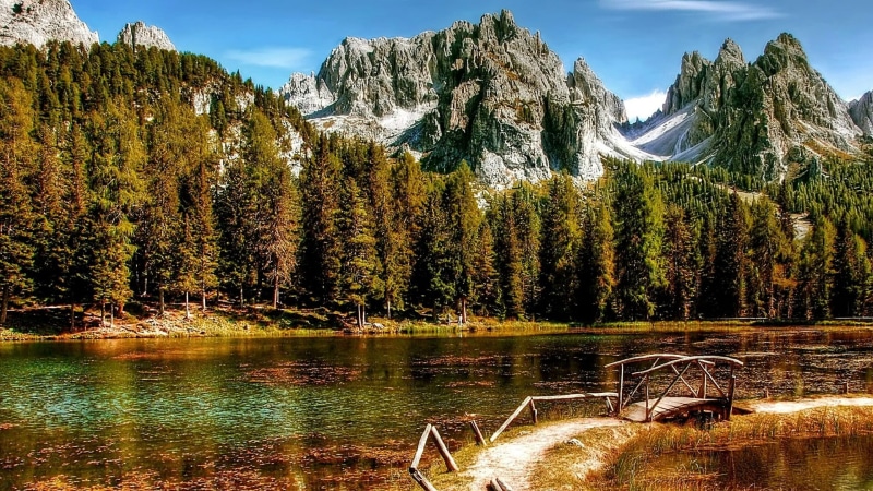 outdoors, tranquility, south tyrol, lago antorno, idyllic, tree, lake antorno, reflection, alto adige, italy, auronzo di cadore, woody plant, wilderness