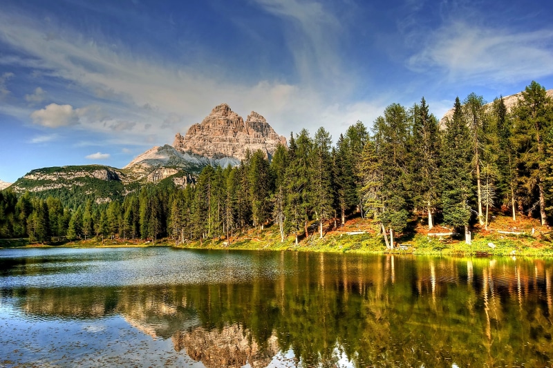clouds, tranquility, landscape, mountain lake, cadore, nature, dolomite, reflection lake, non-urban scene, cloud - sky, mountains, outdoors, lavaredo, hike
