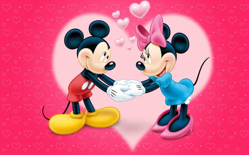 love, hearts, females, minnie, mobile, two people, offspring, tablet, hd, mickey, 4K, adult, fun, emotion, mouse, toy, males, doll, couple, human representation