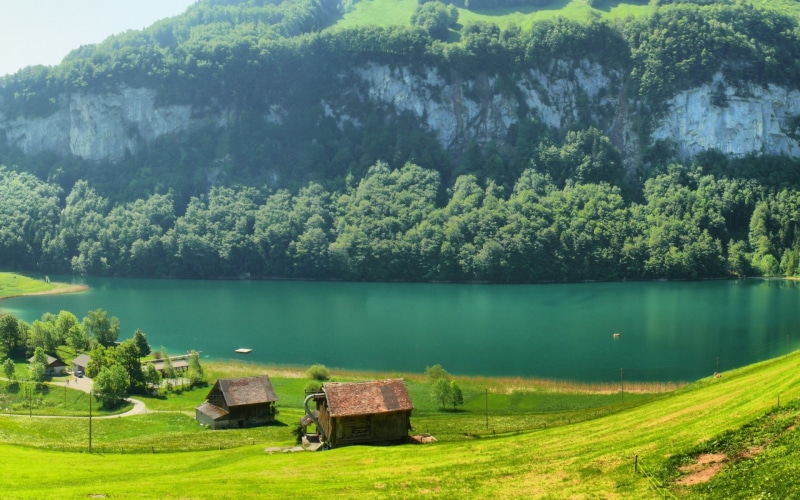 lago, 1080P, suiza, paisaje