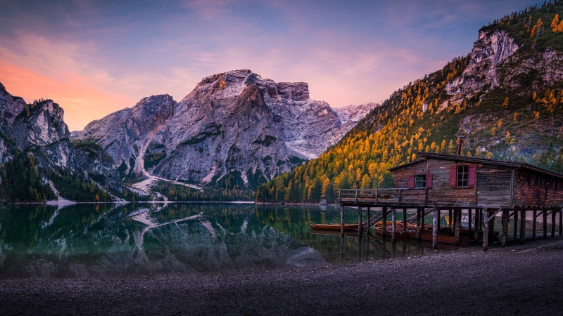 tablet, phones, wildsee, italu, desktop, lago, mobile, pragser, morning, dolomites, computers, ultra, autumn, braies, lake, di, hd, 4K, k