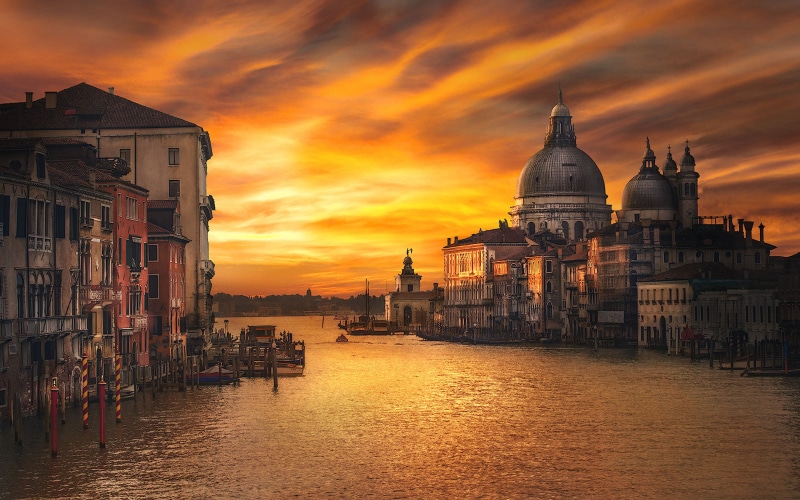 canal, built structure, nature, italy, transportation, accademy, grand, orange color, academy, travel, phones, bridge, sunset, history, desktop, del, architecture