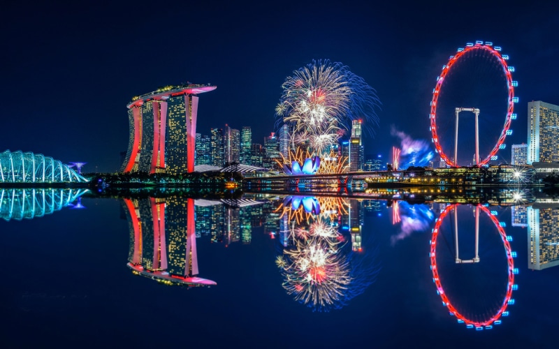  day, nature, skyscraper, mobile, 4K, firework, singapore, motion, firework - man made object, built structure, waterfront, river, sky, water