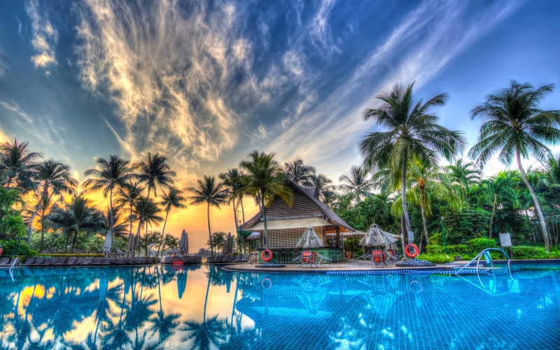 nature, outdoors, coconut palm tree, k, architecture, luxury, pool, plant, trees, desktop, beauty in nature, scenics - nature, tropical climate, waterfront