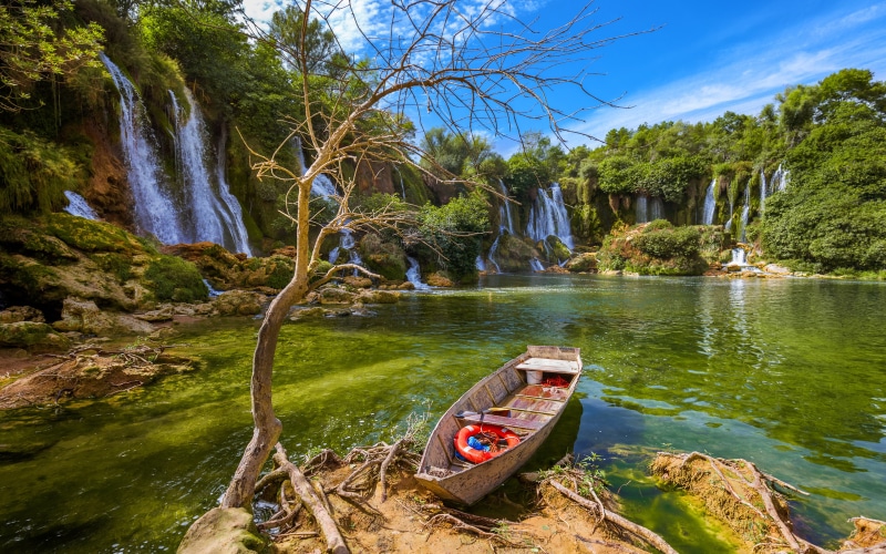herzegovina, nautical vessel, bosnia, tranquil scene, river, rock, desktop, land, hd, non-urban scene, tranquility, nature, tree, mode of transportation