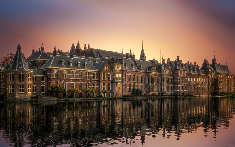 mobile, sunset, outdoors, water, ultra, hague, laptops, binnenhof, government, no people, 4K, complex, river, nature, city, desktop, urban skyline