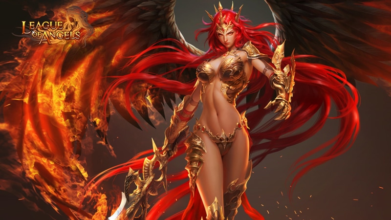 girl, loa, 1080P, angel, game, warrior, fantasy, league, hair, hd, mikaela, red