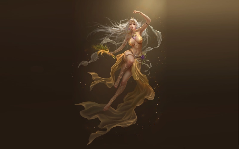 harvest, video, angel, 5K, goddess, league, game, tablet, character, demeter, hd, fantasy, angels, pc