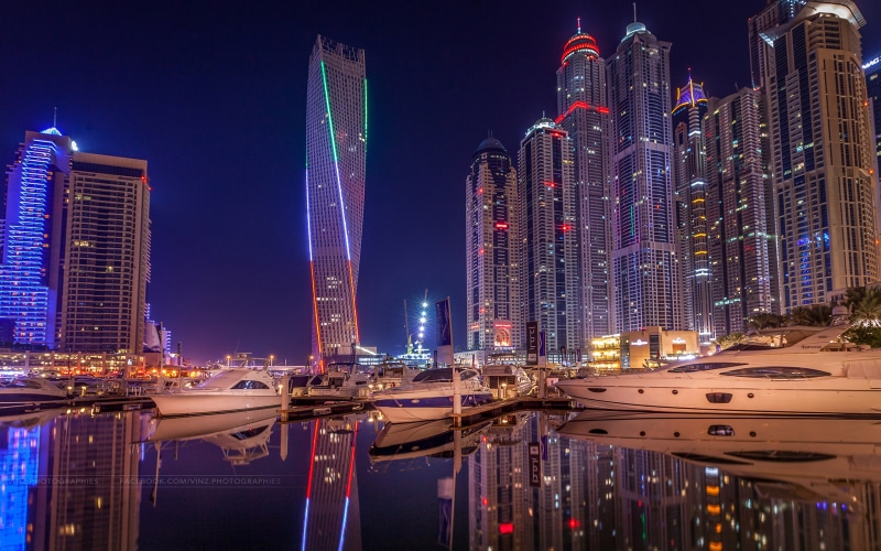 ultra, united, desktop, laptops, night, arab, dubai, marina, city, mobile, reflection, 4K, architecture, phones, hd, emirates