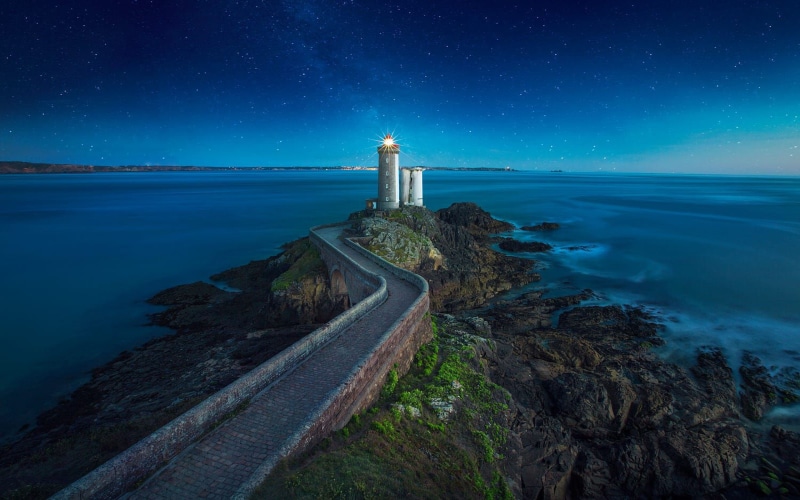 star - space, no people, plouzan, beach, direction, guidance, minou, mobile, sea, sky, lighthouse, water, laptop, astronomy, du, desktop, phare, land, building exterior