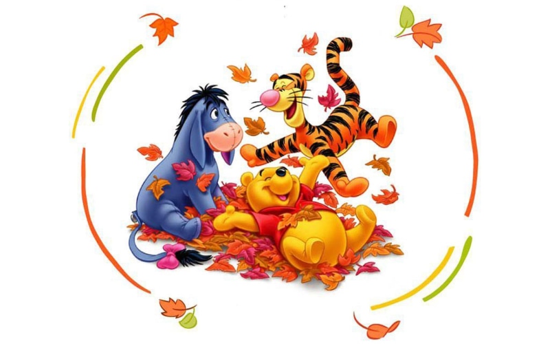 gray, leaves, eeyore, donkey, winnie, desktop, 1080P, pooh, backgrounds, autumn, tigger