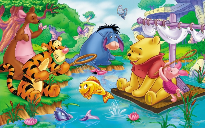 tigar, winnie, party, hd, piglet, eeyore, river, pooh, desktop, cartoon, 1080P, kanga