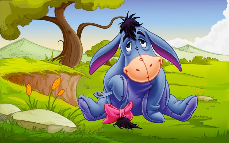  winnie, gray, 2K, hd, cartoons, pooh, desktop, donkey, eeyore