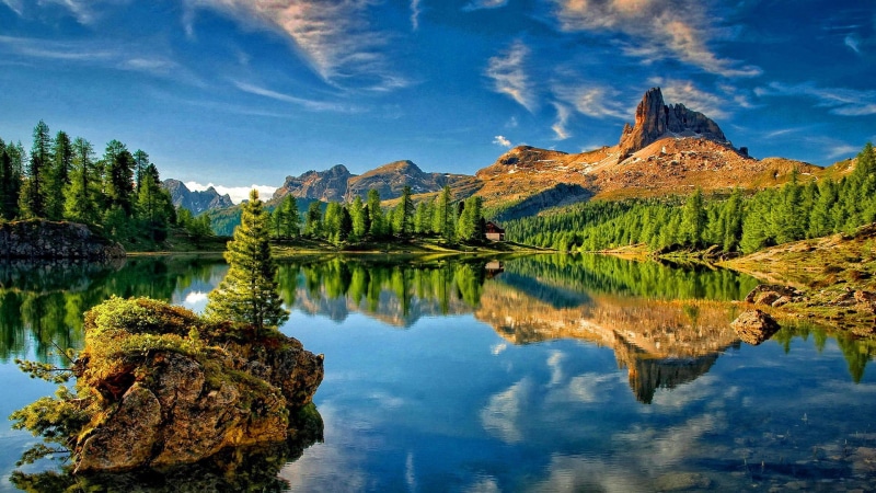 high, reflection, mountain, desktop, sky, resolution, 1080P, lake