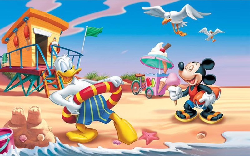 beach, mobile, mouse, pc, donald, summer, mickey, 1080P, phones, tablet, vacation, duck, hd