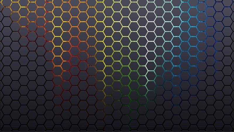 mesh, yellow, abstract, 1920x1080, hexagon, decor, honeycomb, blue, green, glowing, 1080P, white, pattern