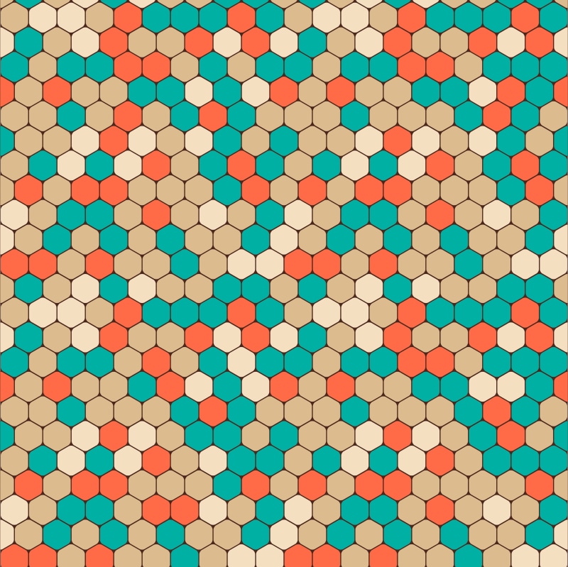 close-up, high angle view, backgrounds, white color, colorful, hexagon, circle, pattern, textile, art and craft, in a row, textured, decoration
