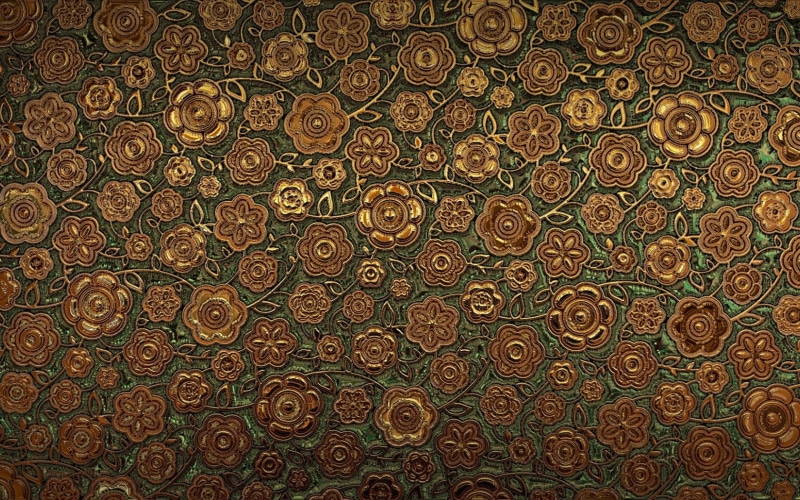 craft, green, seamless, brown, tiled floor, floral pattern, floral, texture, art and craft, textured, ornament, design, full frame, retro Styled, textured Effect