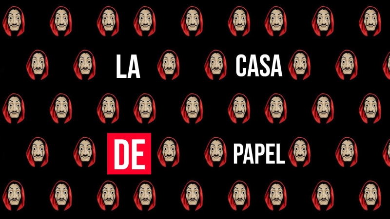 Robbery, large group of objects, in a row, architecture, text, repetition, illuminated, mask, symbol, La casa de papel, Salvador Dalí, backgrounds, number