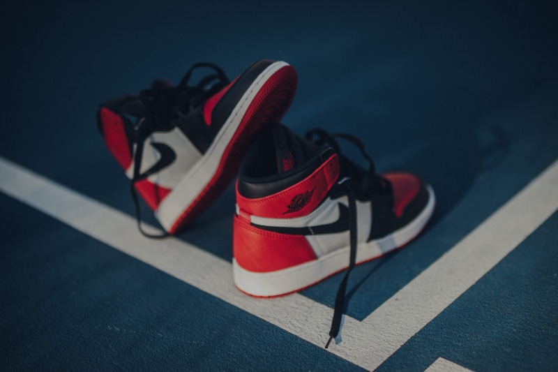 flag, shoes, black, day, focus on foreground, still life, air, shadow, black color, jordan, indoors, pair, fashion, high angle view, 5K, canvas shoe, no people