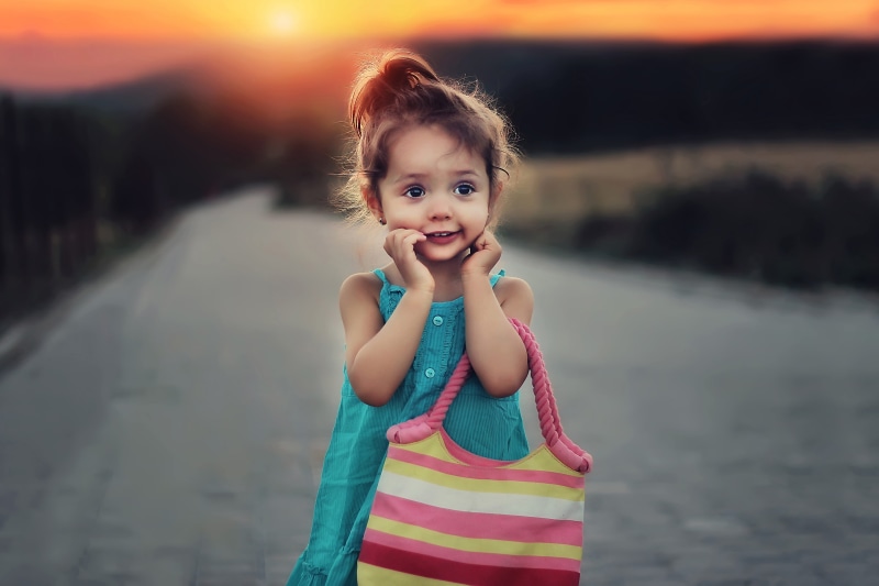 children Only, small, one girl only, innocence, kid, hair, nature, fun, outdoors, family, bag, casual clothing, girl, hairstyle, sunset, Child, looking at camera