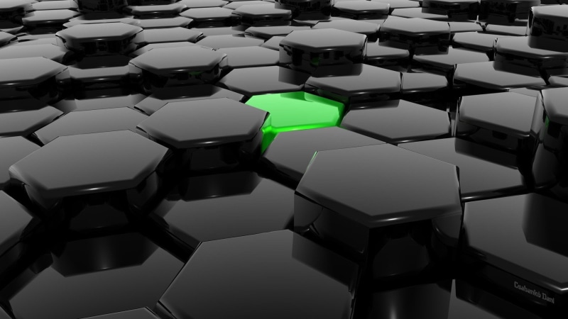 graphics, 3D, Abstract, Hexagon, 1080P, green, black, Shapes