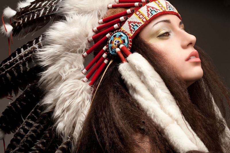 hat, 1080P, long hair, scarf, headshot, fur hat, white, close-up, adult, fur, brunette, hairstyle, warm clothing, looking away, hair, open mouth, face