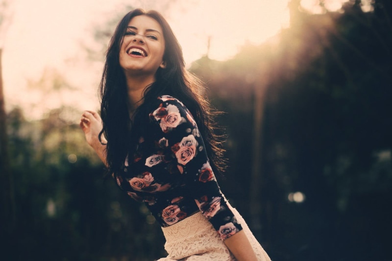 model, floral, friendship, laughing, emotion, tree, beauty, beautiful woman, cheerful, forest, beauty In Nature, caucasian Ethnicity, day, portrait, nature