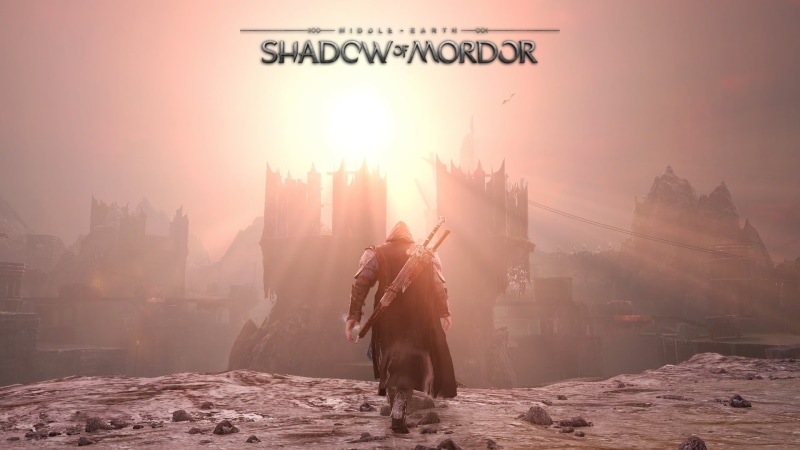 built structure, sky, city, sunset, nature, architecture, text, sunlight, sun, Middle-earth: Shadow of Mordor, fog, communication, The Lord of the Rings
