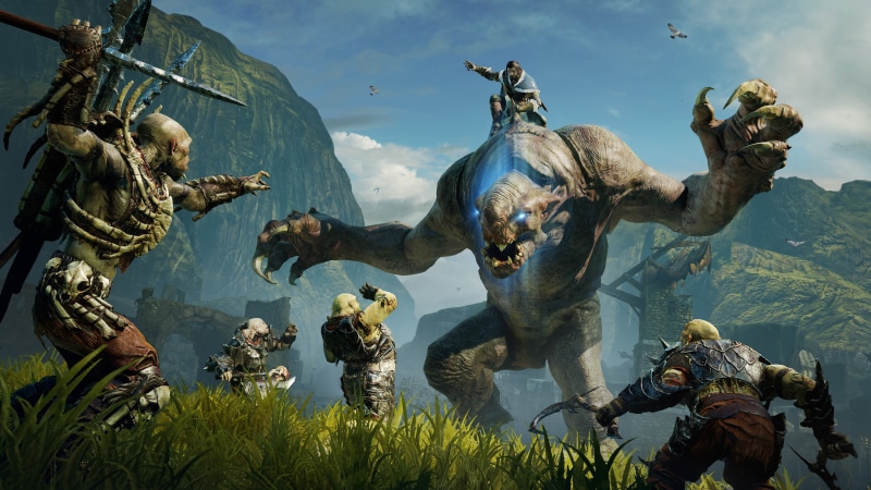 no people, low angle view, video games, illustration, day, creativity, architecture, Middle-earth: Shadow of Mordor, 4K, nature, water, ogres, sculpture