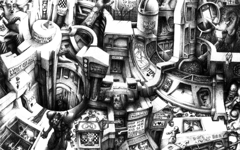 abundance, full frame, art and craft, close-up, variation, psychedelic, dystopian, human representation, high angle view, still life, face, drawing, 2K