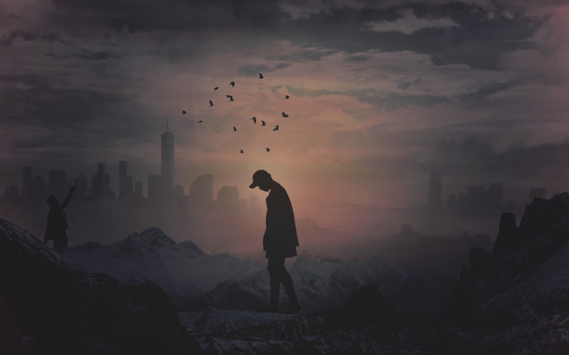 Sunset, 4K, Birds, Silhouette, Alone, Dark, 4K, Mood