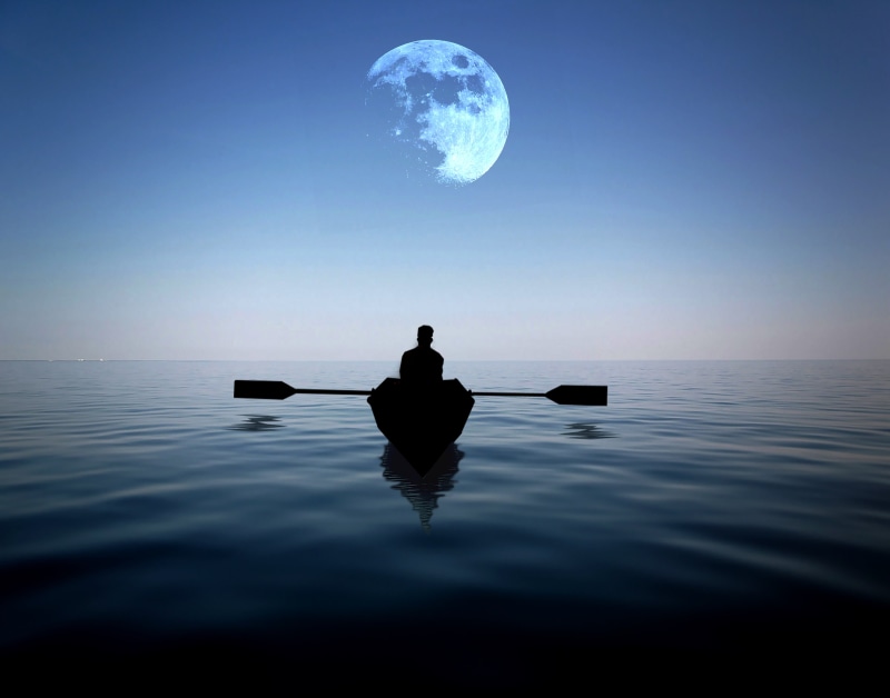 row boat, hovering, time, lake  Beautiful, man, outdoors, zoom lens, at night, night, boat, 4K, lake, sea, boating, nikon D5300, people, oar, moon  lake