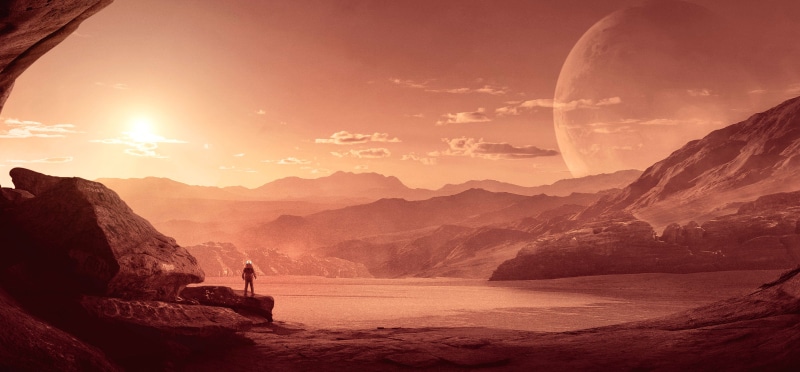 beauty in nature, scenics - nature, rock, 4K, Alone, land, landscape, Mars, sunset, water, sky, Sci-Fi, tranquil scene, outdoors, travel destinations, rock - object