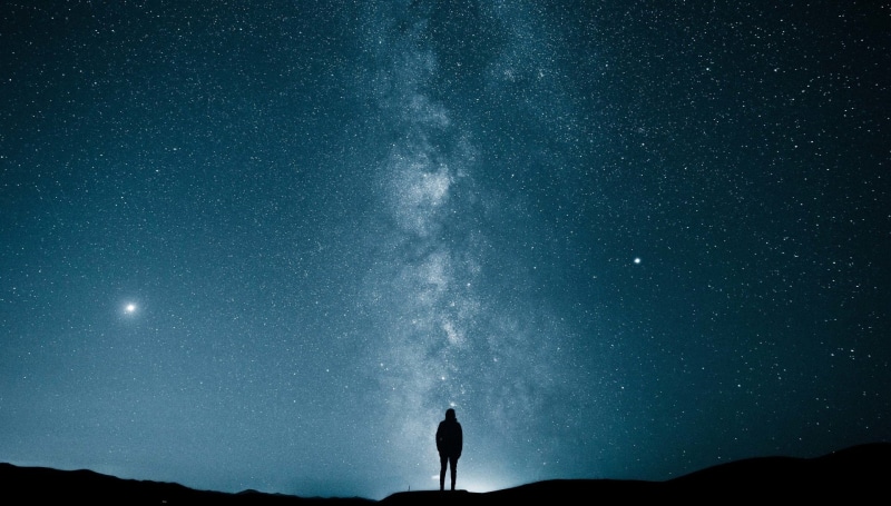 Men, Alone, Sky, 1080P, Stars