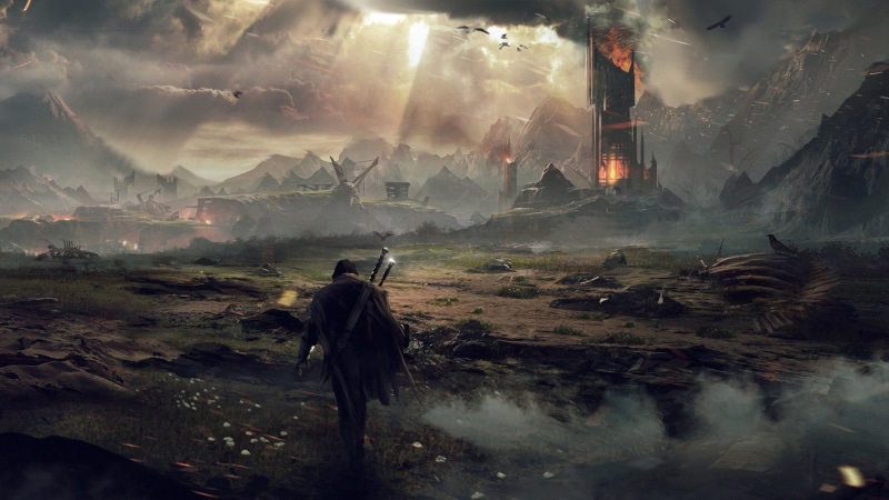 Mordor, fantasy art, 4K, looking into the distance, video games, Middle-earth: Shadow of Mordor, The Lord of the Rings, Middle-earth