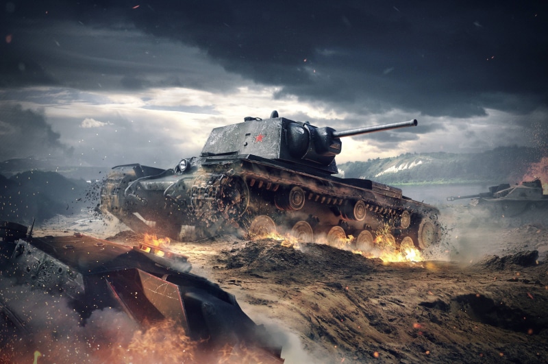 Sparks, smoke - Physical Structure, Mountains, power, battlefield, Light, outdoors, Clouds, Trunk, WoTB, black, no people, Flash, sky, tank, The sky, illustration