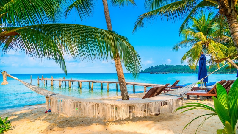 sky, tourism, vacation, tropical, summer, tree, leisure, summertime, lagoon, tropics, shore, tropical landscape, beach, tropical beach, palm tree, exotic
