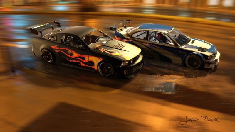muscle car, Need for Speed, sports car, Ford Mustang, BMW M3 GTR, 1080P