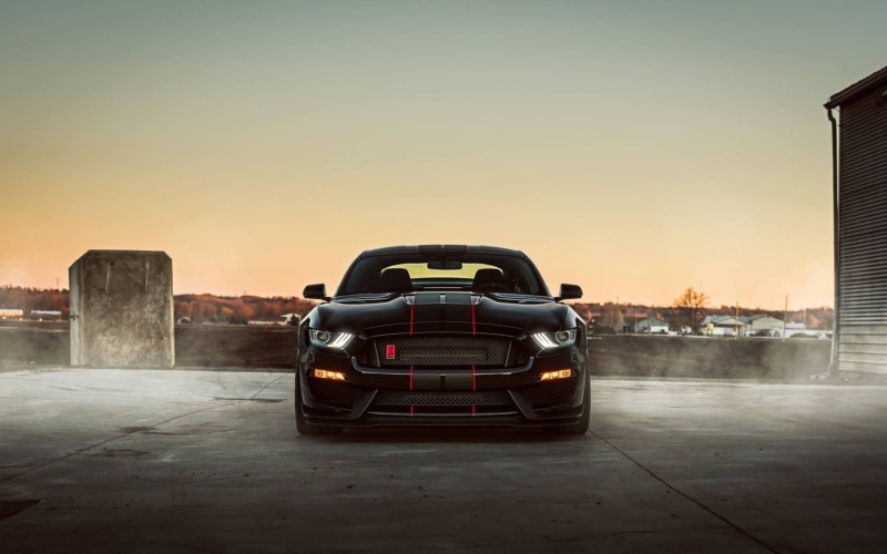 Ford Mustang, copy space, no people, camaro, nature, sunset, rear view, stationary, city, wall - building feature, sky, Ford, outdoors, building exterior