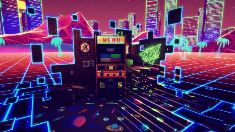 The game, Retrowave, Palm trees, Neon, Synthpop, Synthwave, New Retro Arcade, Darkwave, Machine, Synth, 1080P, Menu, Music, Synth pop