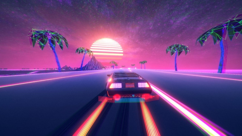 Synth pop, The game, 1080P, Neon, Synth-pop, DeLorean DMC-12, Retrowave, Synthpop, DeLorean, Electronic, Machine, Out Drive, Darkwave, Synthwave, Stars