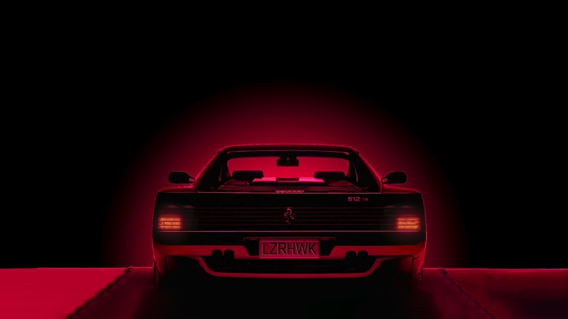 Ferrari Testarossa 512 TR, Ferrari Testaross, LZRHWK, 5K, Machine, Sinti, Synth, Electronic, Background, 512 TR, Testarossa, Music, Retrowave, Synth-pop