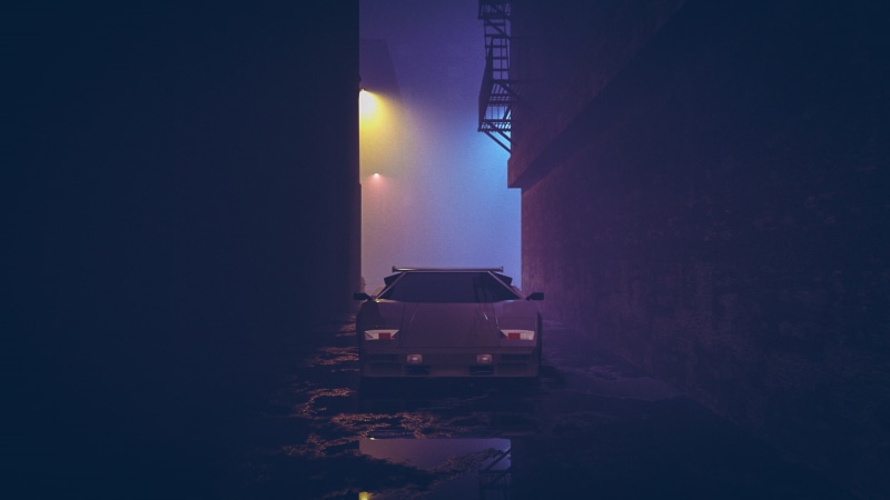 Synth, Synthwave, Retrowave, 1080P, Lamborghini, Neon, Lamborghini Diablo, Synthpop, Synth pop, Diablo, Electronic, Machine, White, Music, Night, Auto