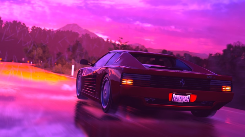 Ferrari Testarossa, Synth pop, Supercar, 512, Ferrari, F512, Synthwave, Electronic, Neon, Synthpop, Synth-pop, 4K, 512 TR, Auto, Testarossa, Machine, Retrowave
