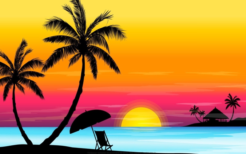 classic, beach, ocean, vice, hawaii, palm, sunbed, 2K, miami, portrait, picture