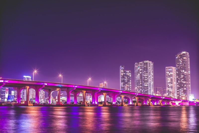 bridge - man made structure, FL, office building exterior, nature, built structure, illustration, light, night, florida, skyscraper, travel destinations