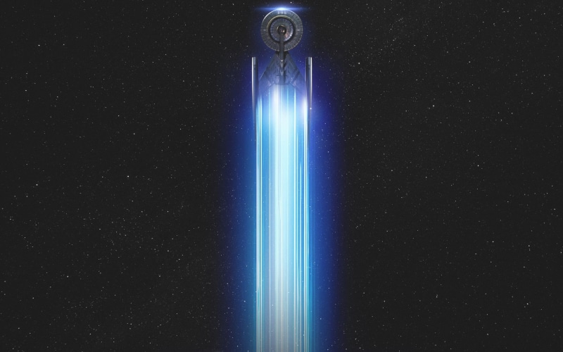 1080P, spaceship, star field, blue, night, nature, science fiction, power supply, gray, fuel and power generation, star, illuminated, electricity, Star Trek